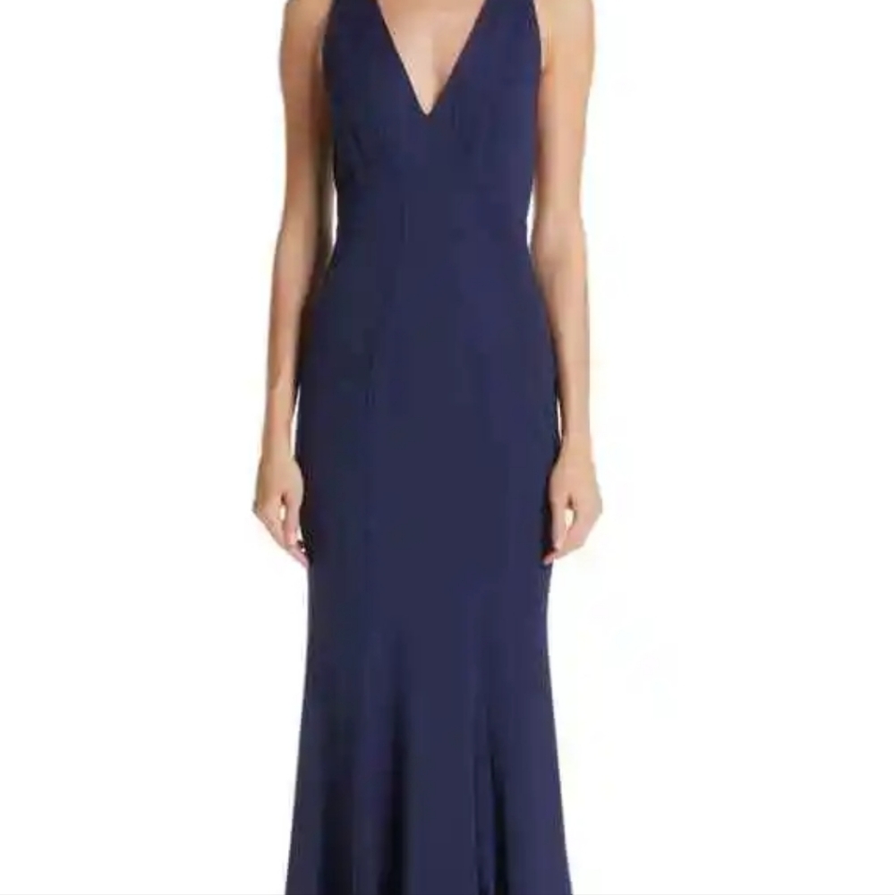 ZAC Zac Posen navy Sirena Sleeveless Trumpet wedding prom gala Gown 4